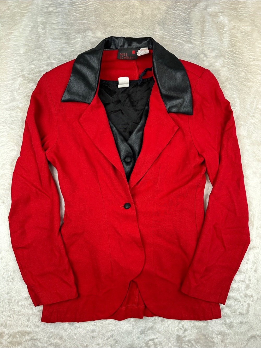 Vintage Miss Scarlett Red Black Blazer Vest Suit Set Womens Size 8 USA 2 PC